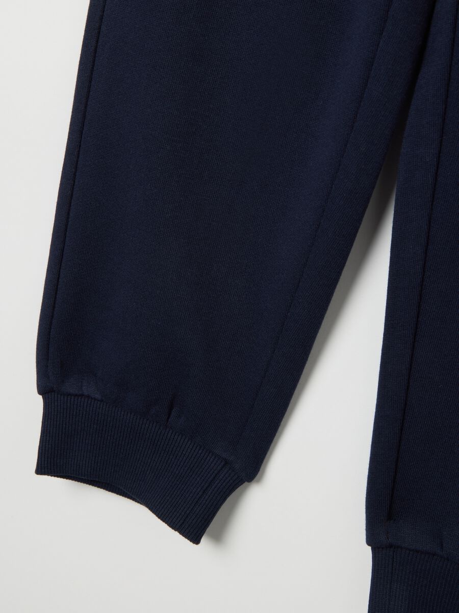 Pantaloni da bambino in puro cotone blu regular fit_3