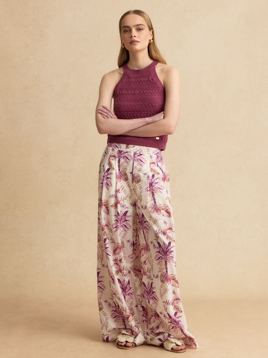 Purple knitted cotton-blend tank top_1