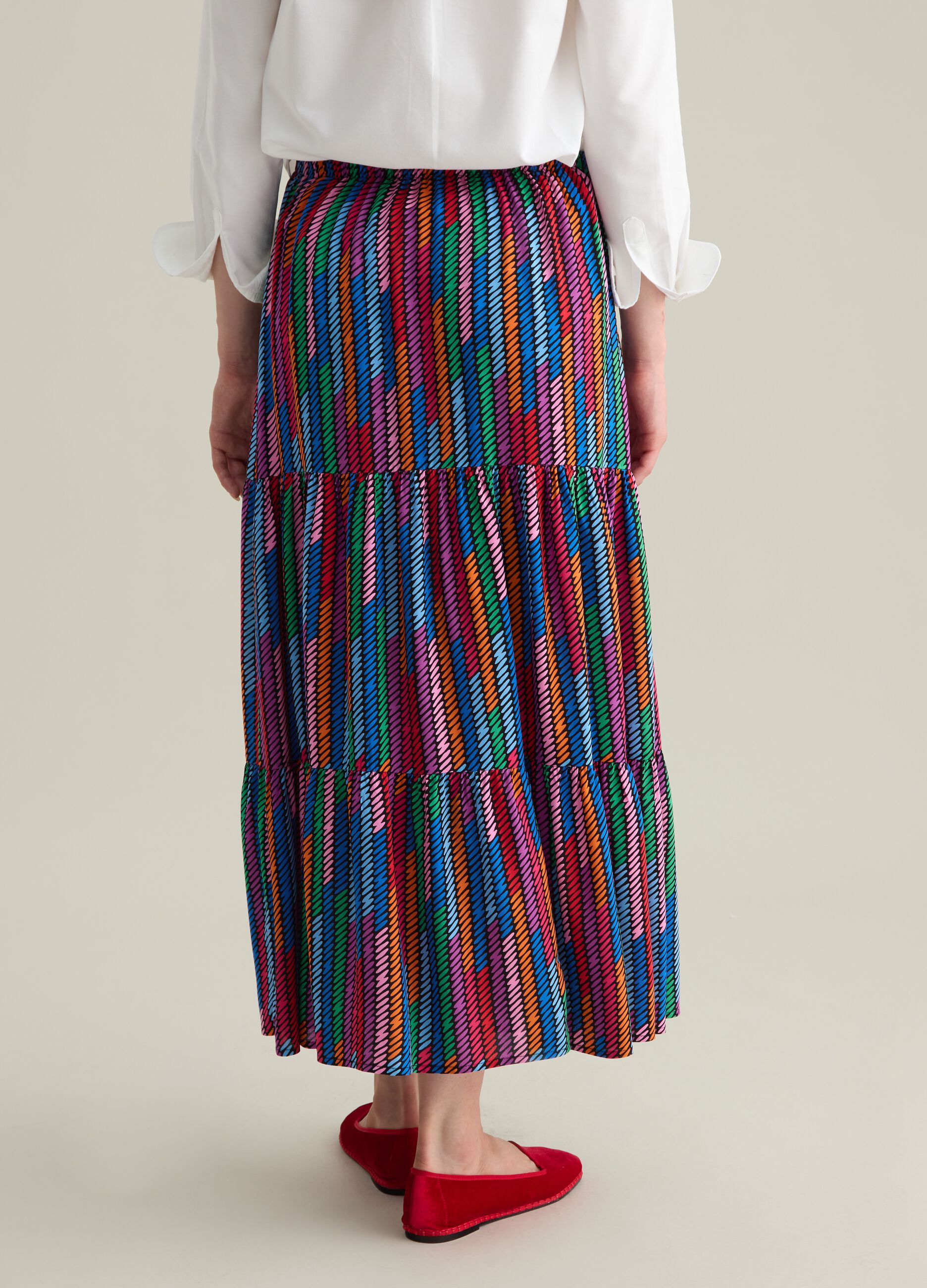 Women’s multicoloured long skirt in viscose with regular fit