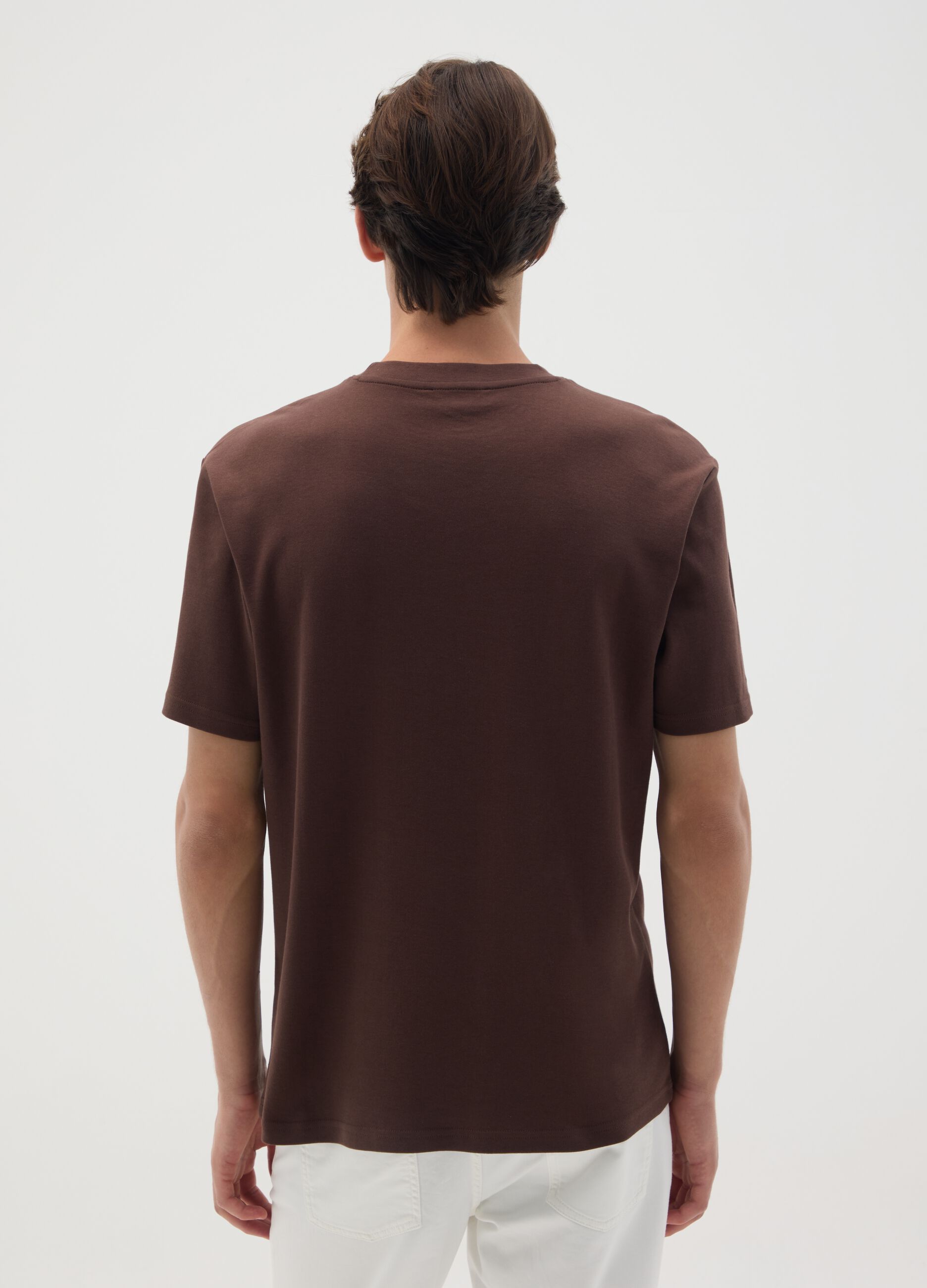 Brown pure cotton T-shirt with relaxed fit
