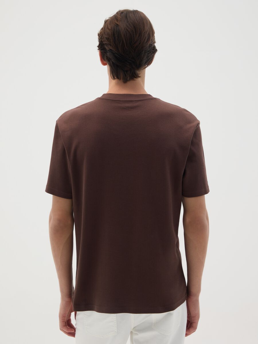 Brown pure cotton T-shirt with relaxed fit_2
