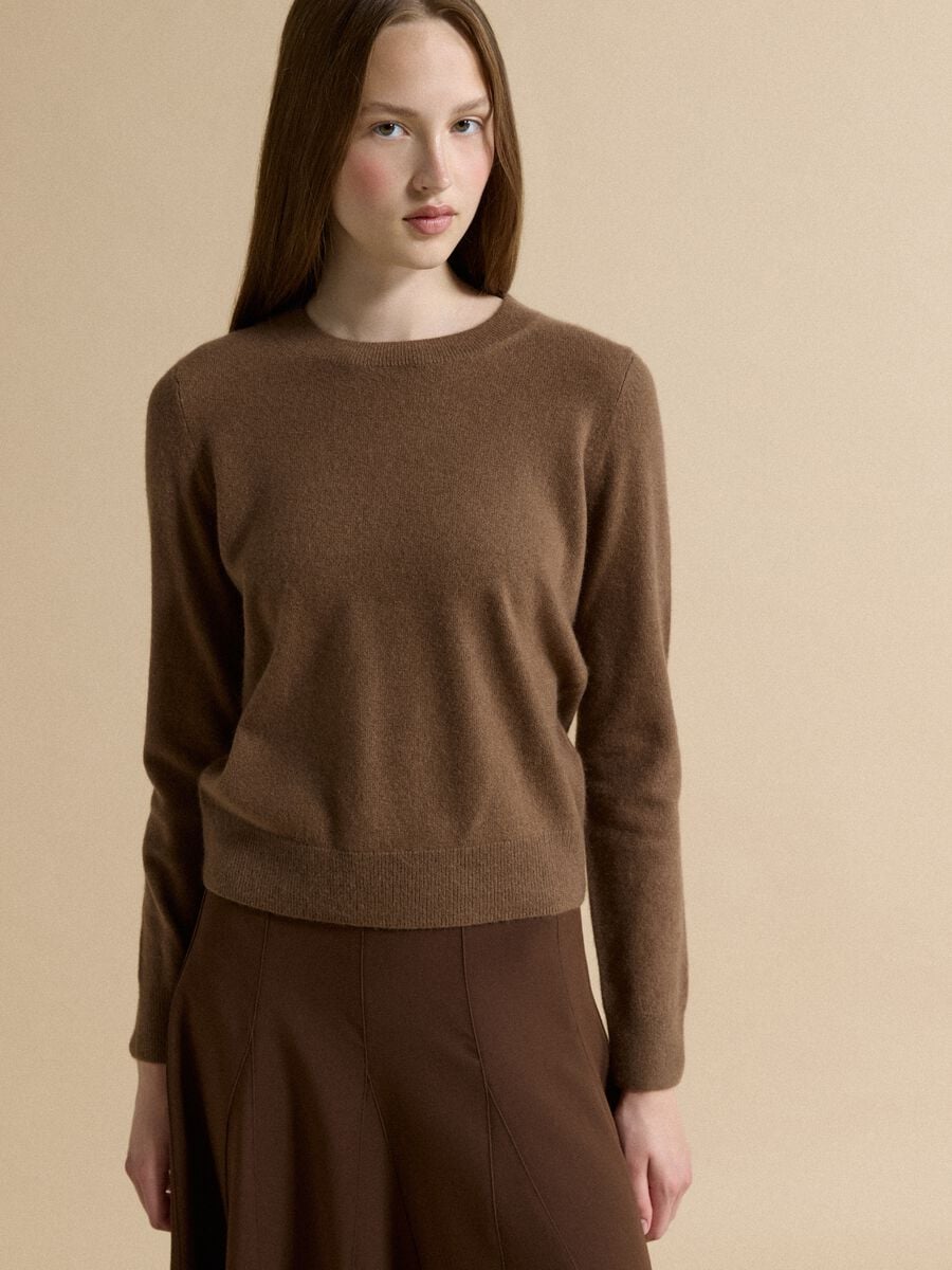 Brown pure cashmere crew-neck jumper_0