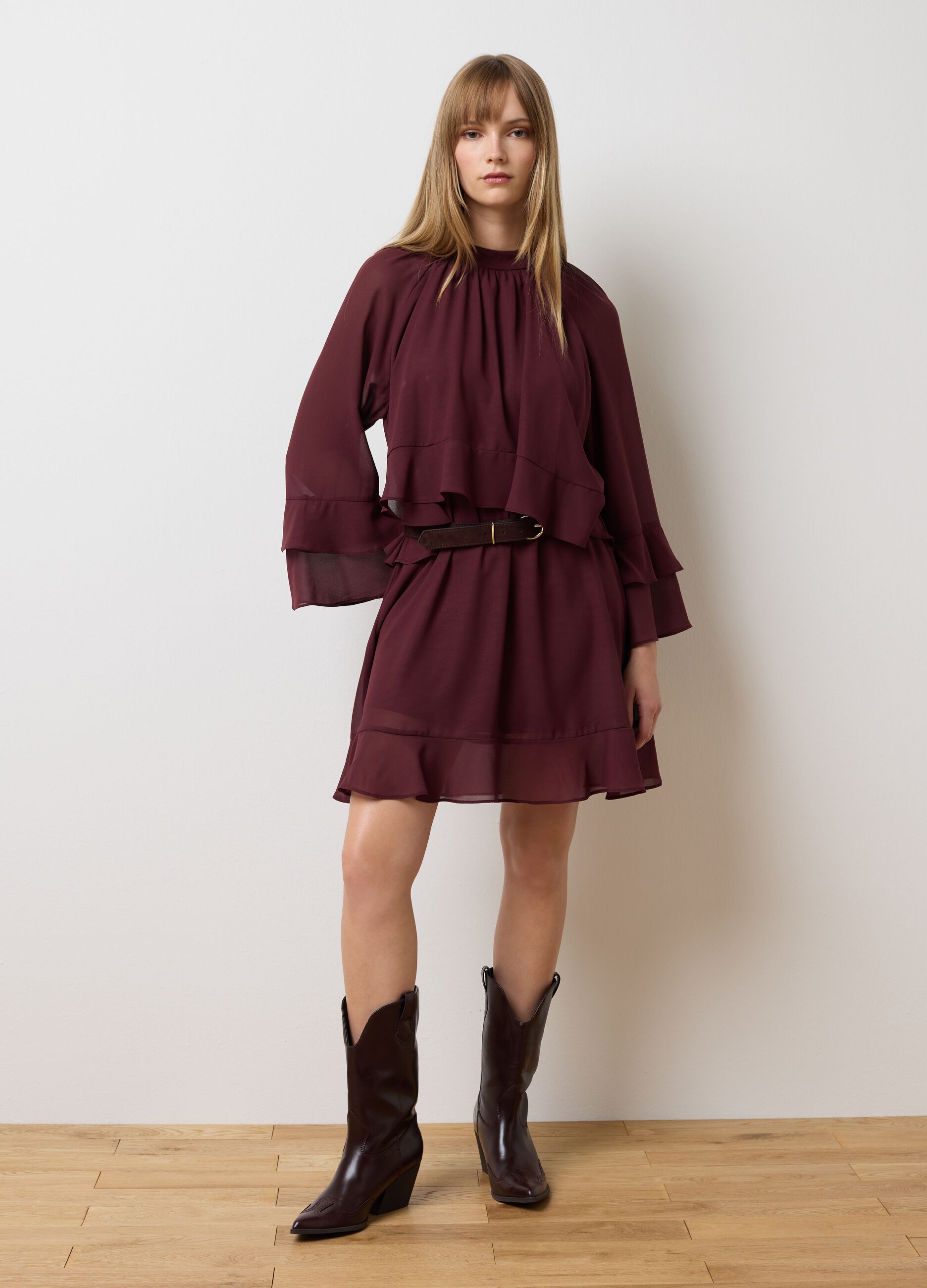 Brown crepe oversized dress
