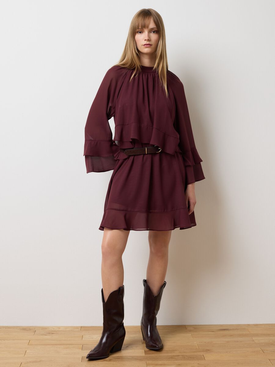 Vestito in crepe marrone over_1