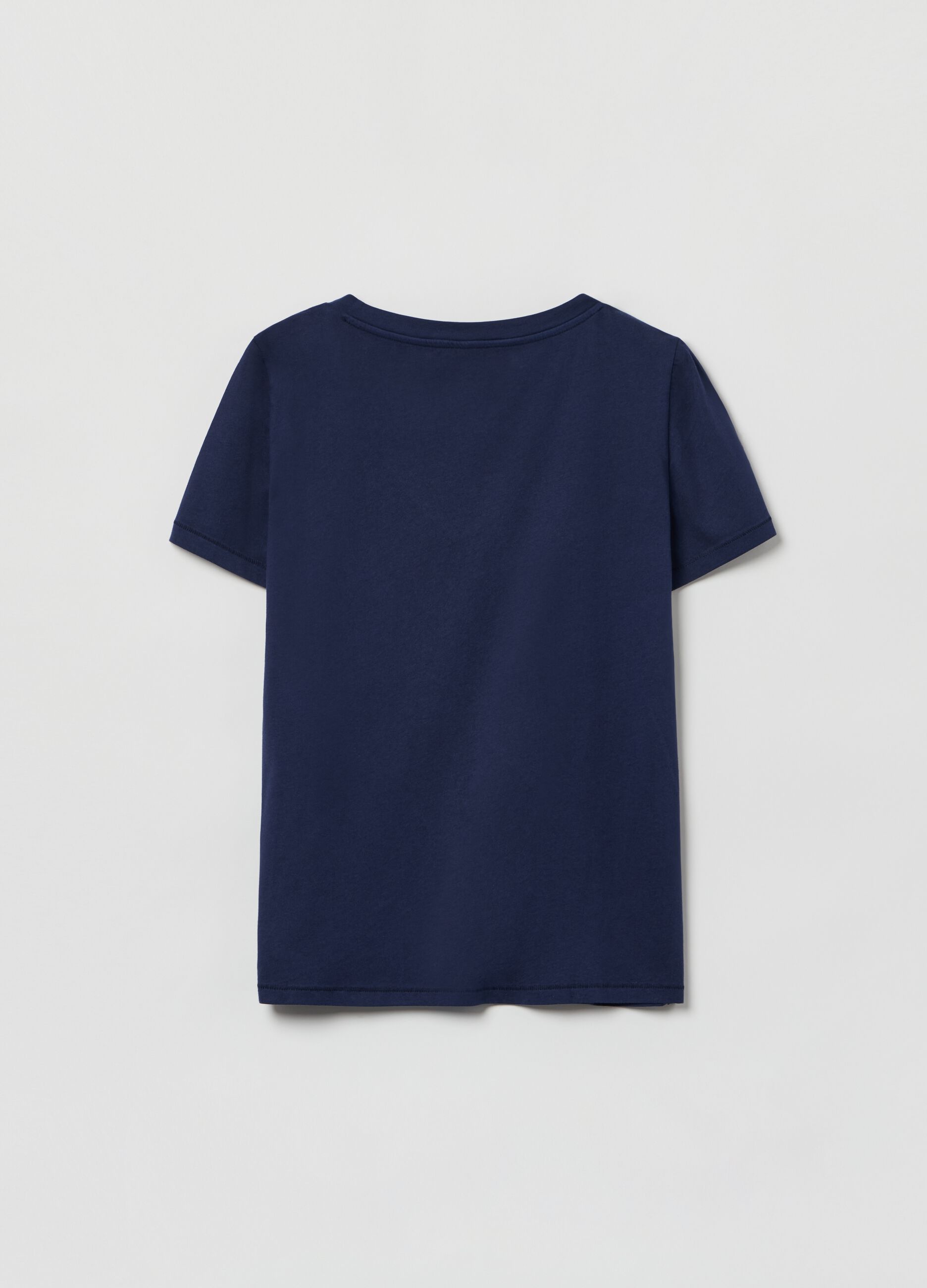 T-shirt in cotone bio con scollo a V