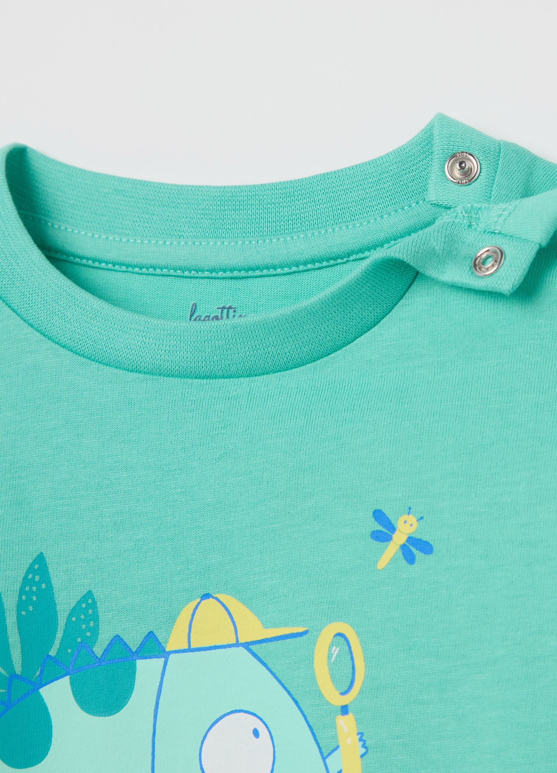 Green organic cotton pyjamas with chameleon print