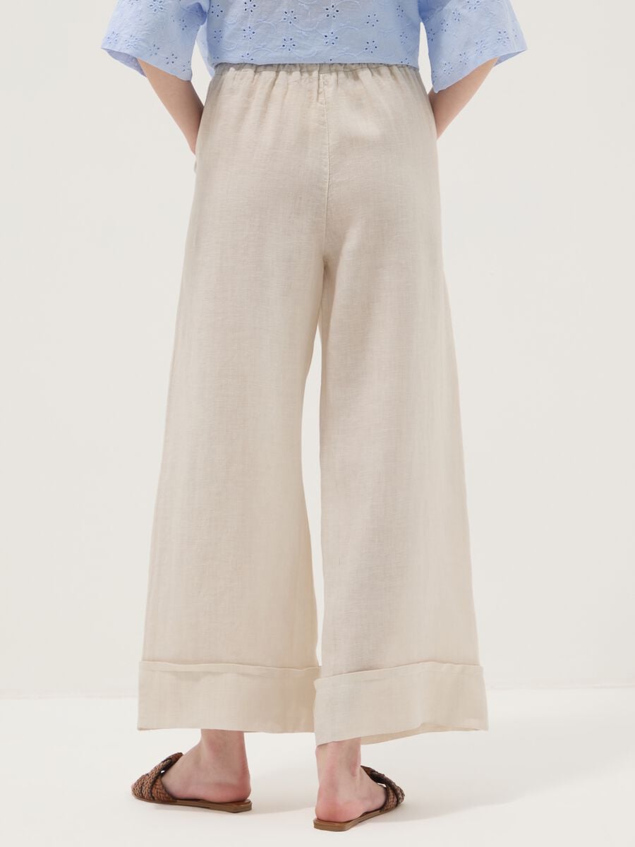 Beige pure linen regular-fit trousers_2
