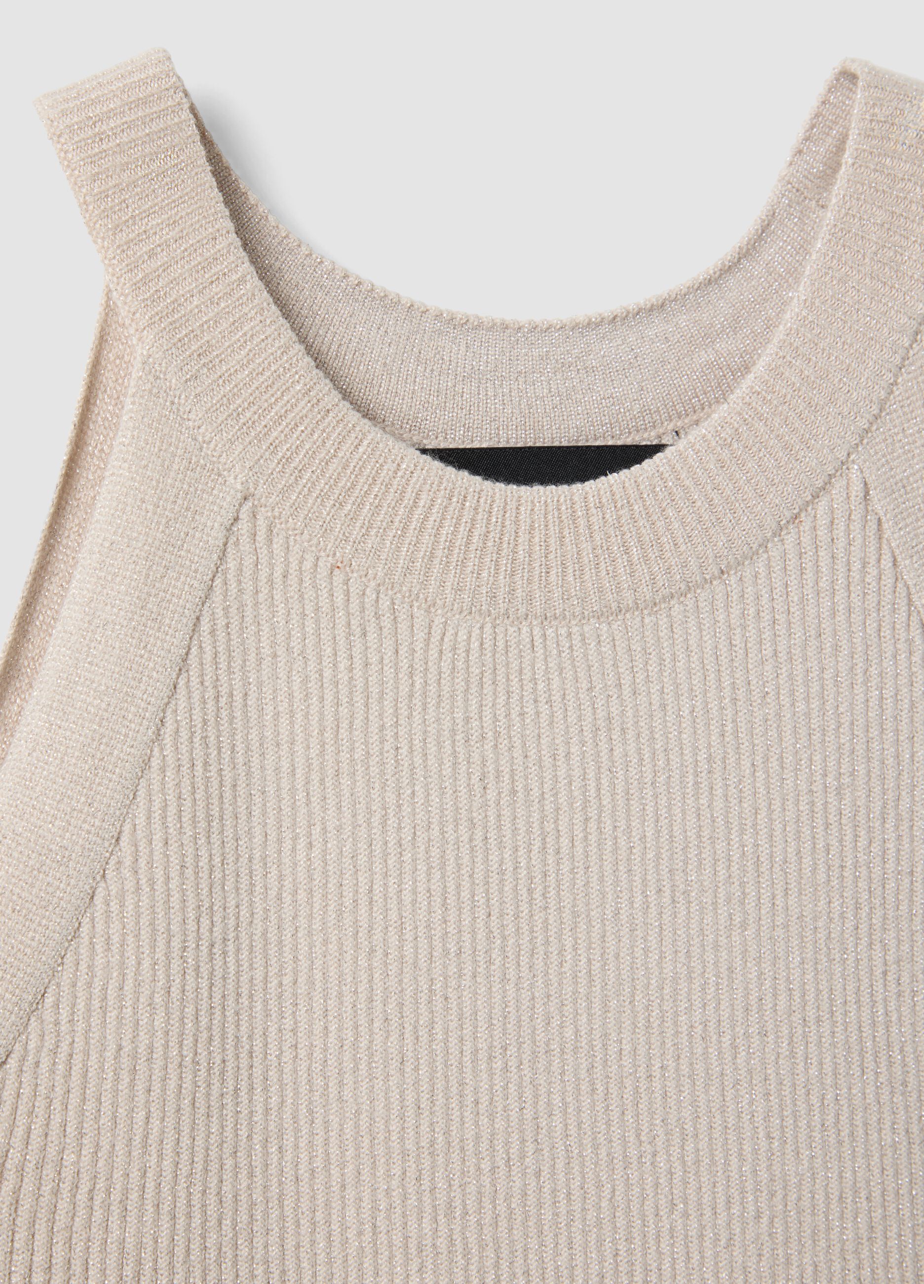 Tank top fitted in misto viscosa beige