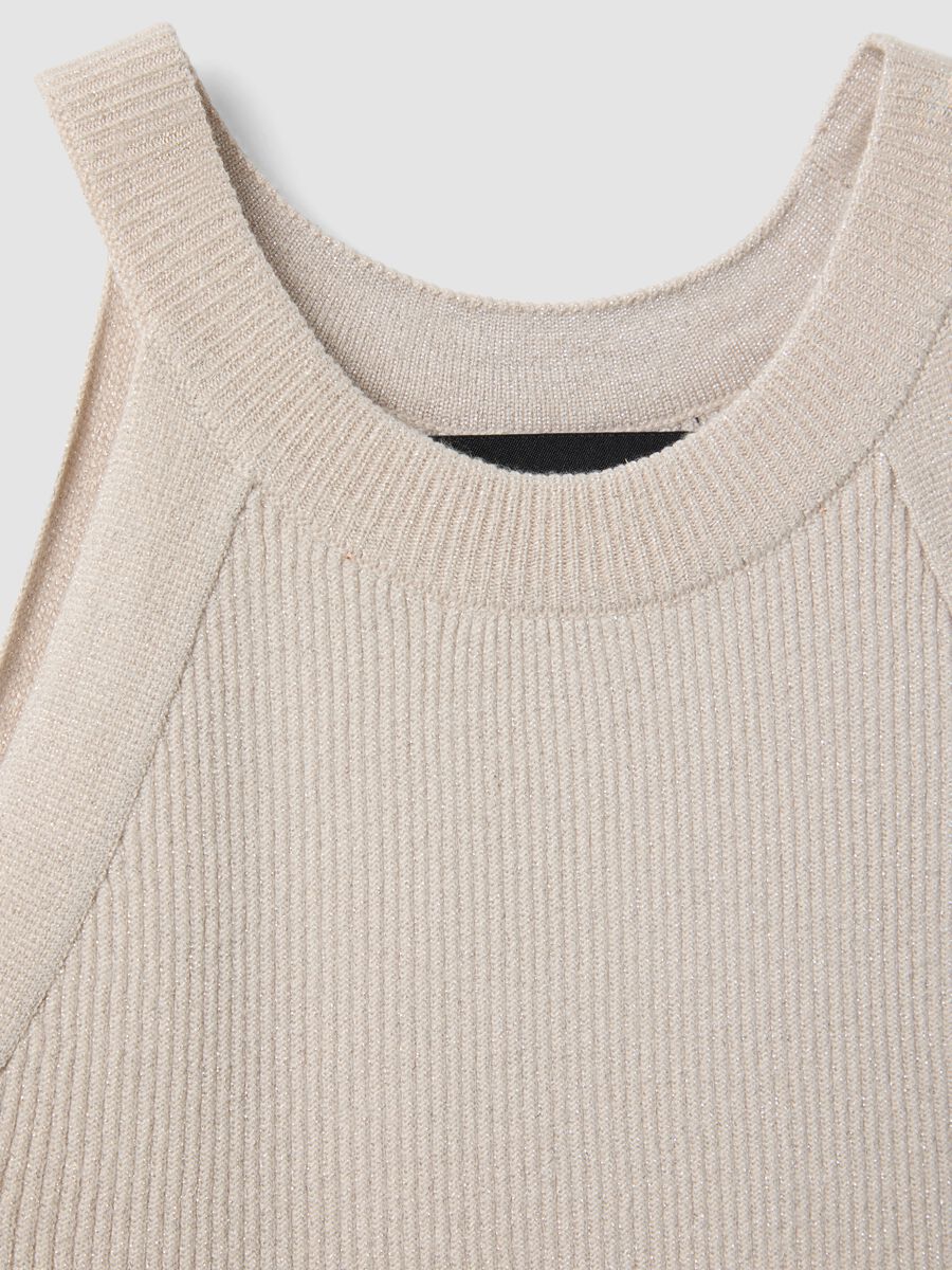 Tank top fitted in misto viscosa beige_5