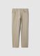 Regular fit beige cotton stretch trousers_0