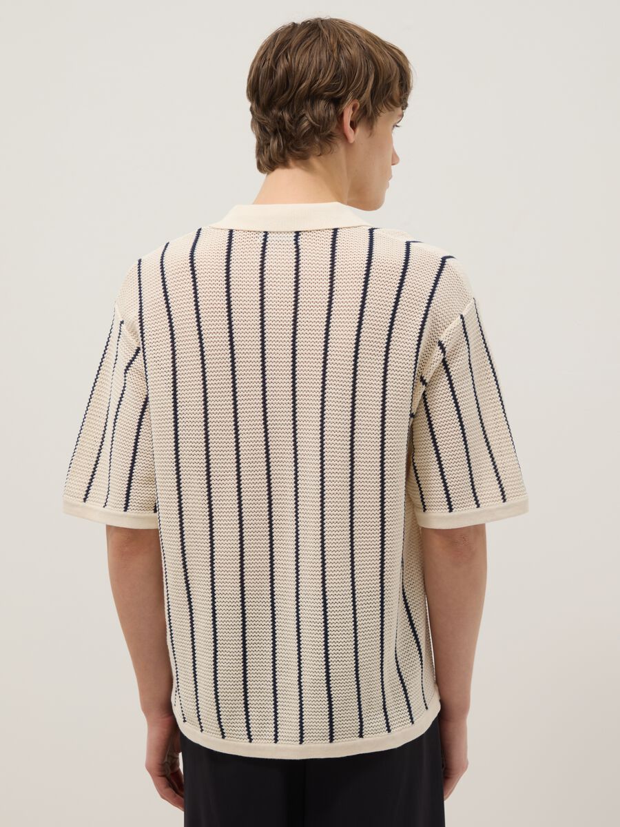 Multicolour striped pure cotton polo with bowling collar, regular fit_4