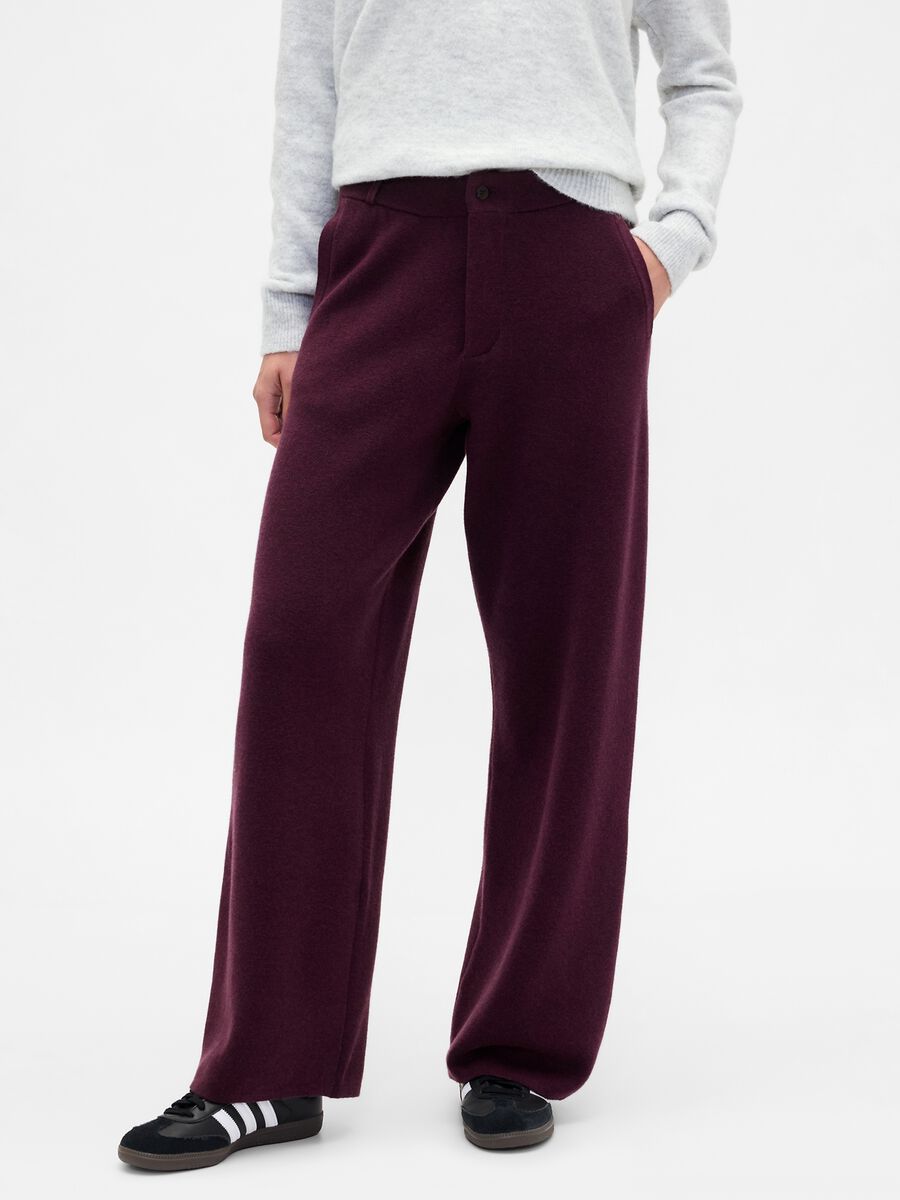 Women's Purple Cotton Blend Trousers_1