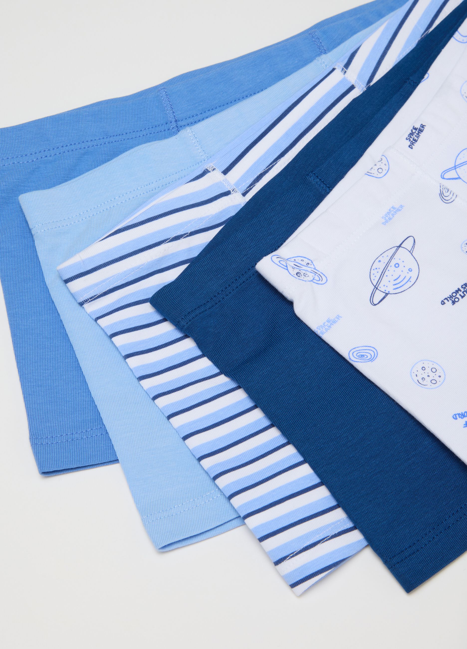 Boys' Blue Cotton Boxer Multipack Set with Regular Fit