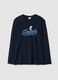 Maglia pigiama blu navy in puro cotone organico con stampa Peanuts_0