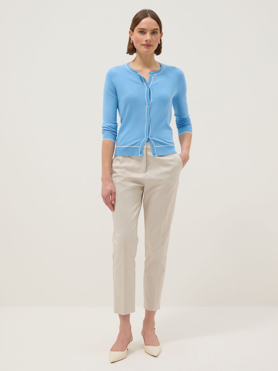 Cardigan in misto viscosa azzurro regular fit con bottoni_1