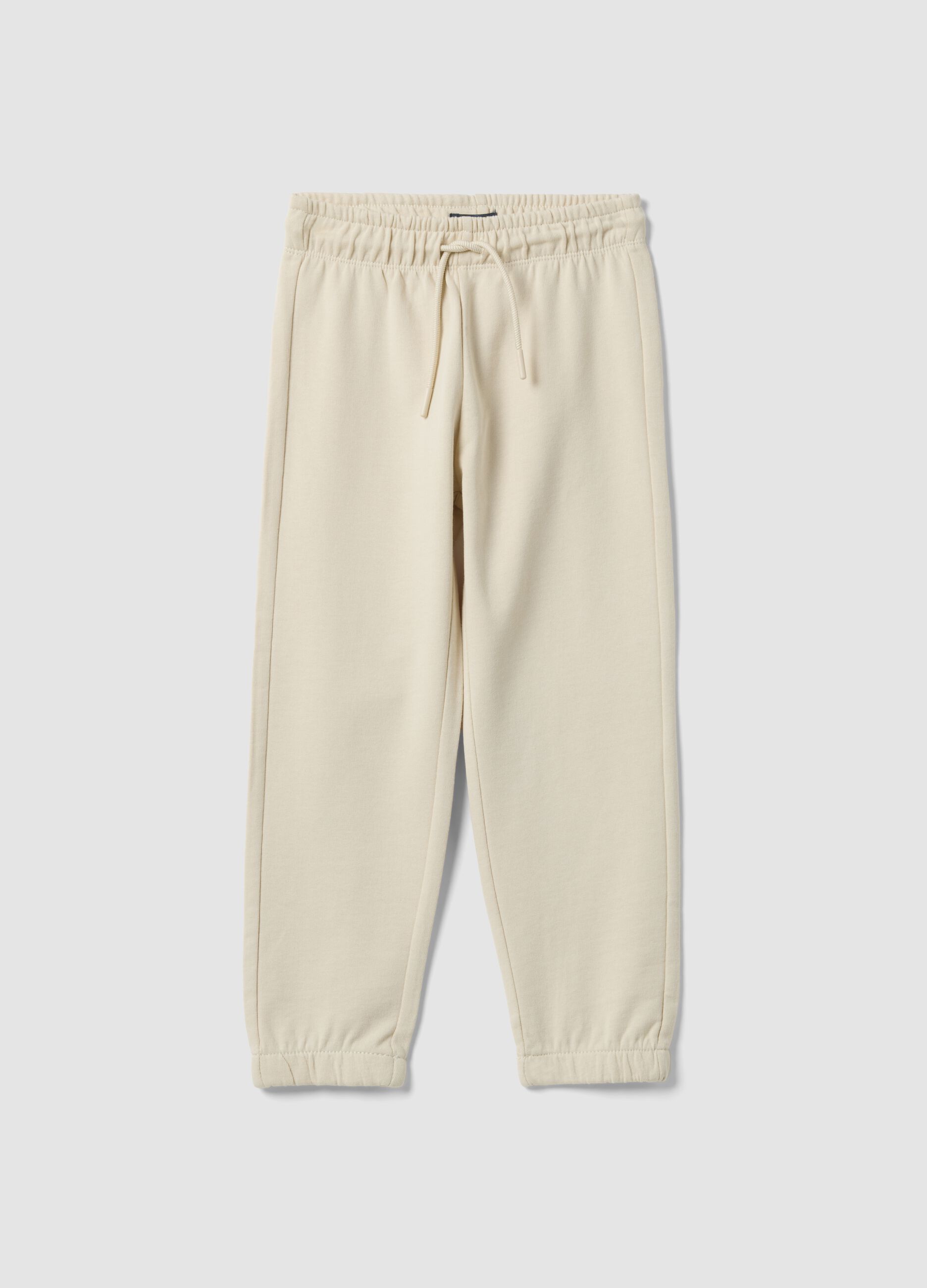 Pantaloni jogger in puro cotone bianchi da bambino regular fit