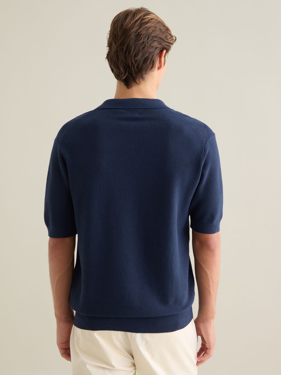 Men's blue pure cotton polo shirt regular fit_2