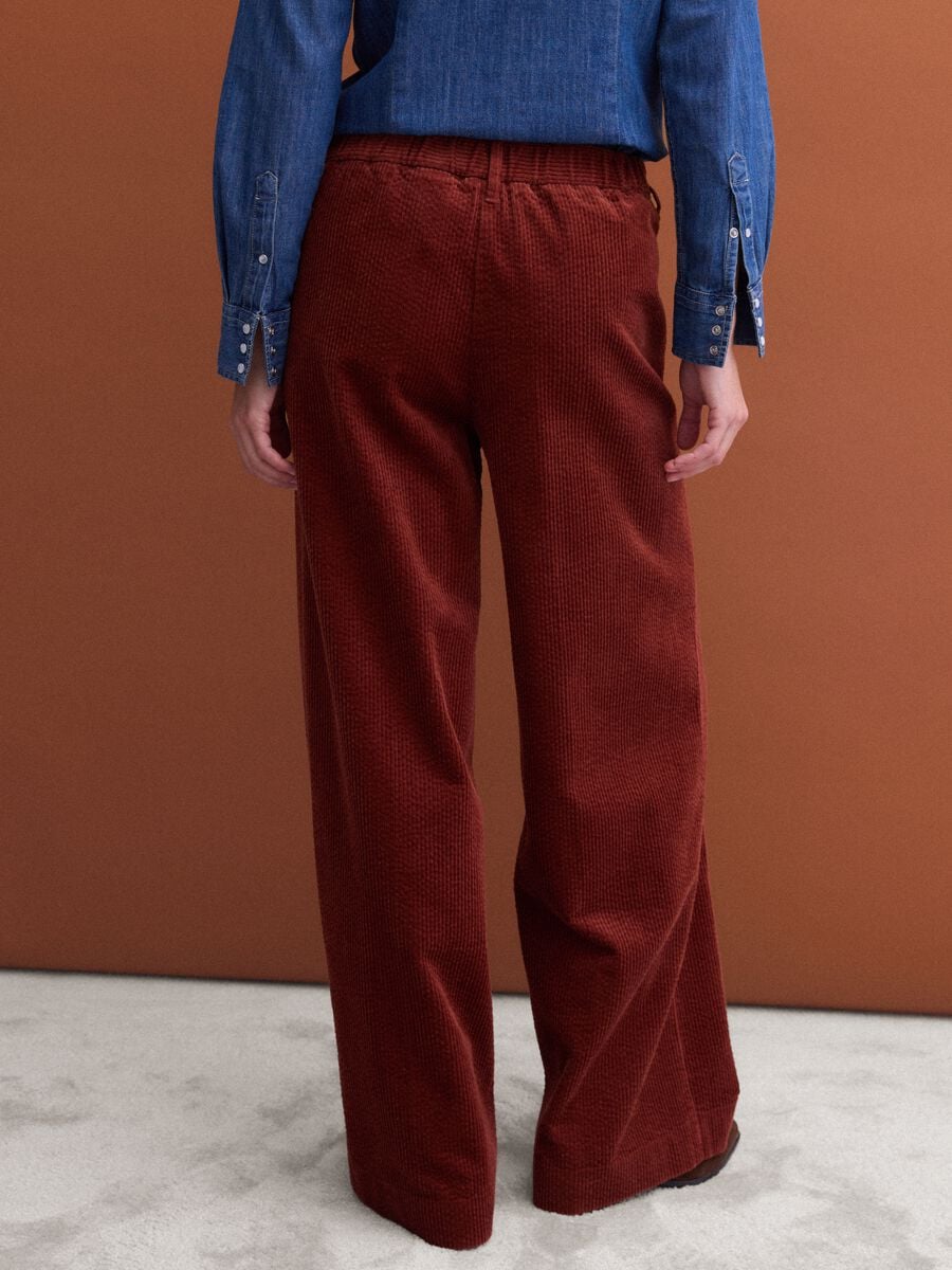 Orange pure cotton regular-fit ribbed trousers_2