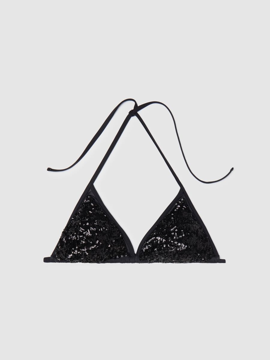 Women’s bikini top in black stretch fabric with sequins_4