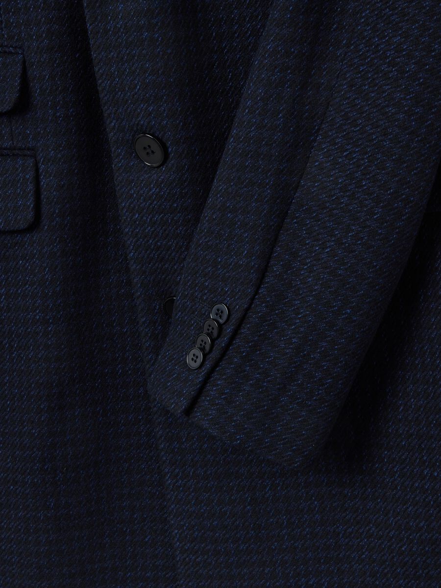 Cappotto lungo blu a quadri regular fit in pied de poule_6
