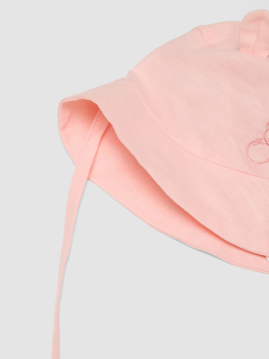 Pink organic cotton embroidered hat_1