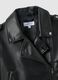 Black biker jacket regular fit with metallic details and diagonal zip_5