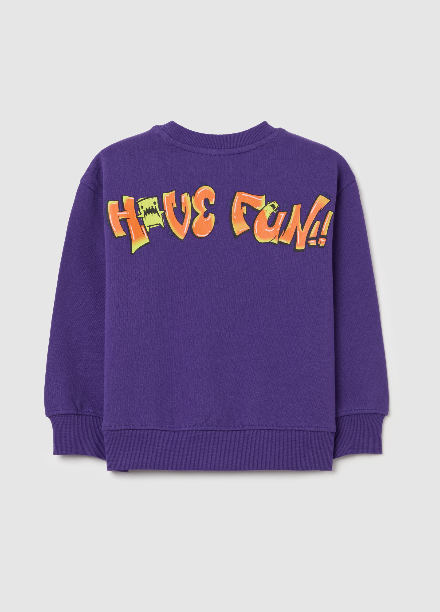 French terry sweatshirt with monster embroidery
