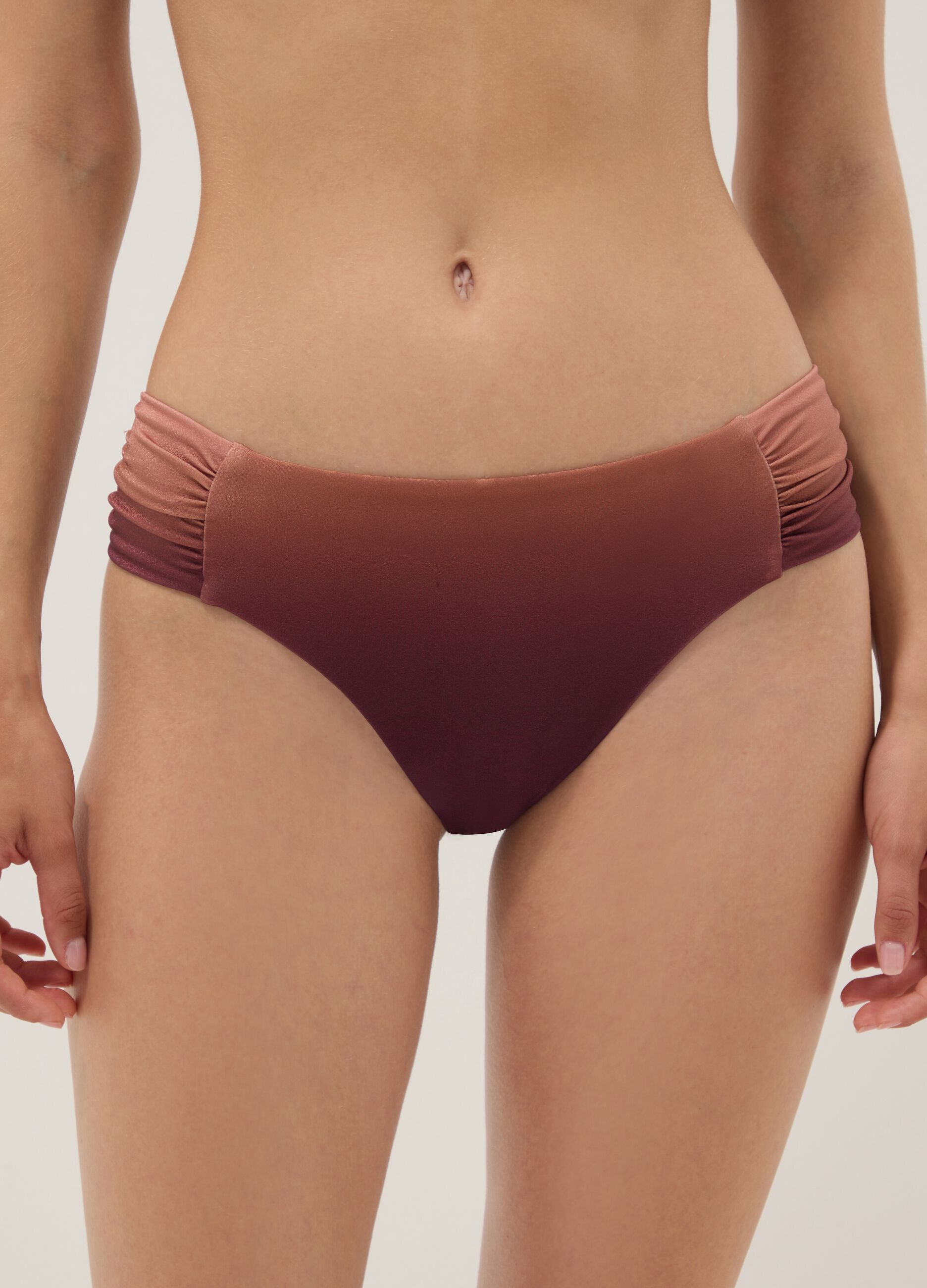 Brown stretch swim briefs with ombr&eacute; effect