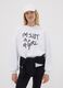 White pure cotton sweatshirt with front slogan, relaxed fit for girls_0
