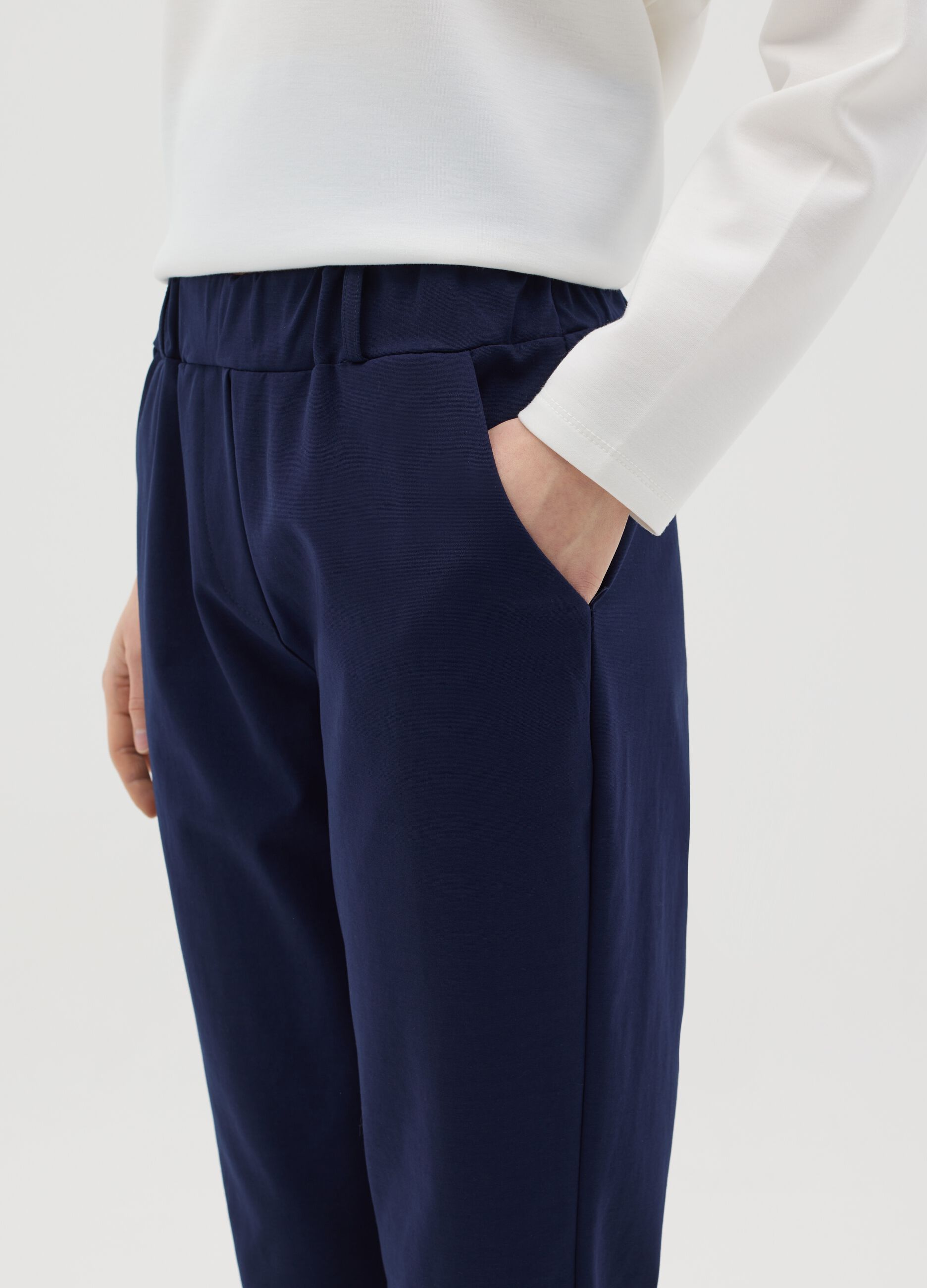 Blue regular-fit stretch trousers