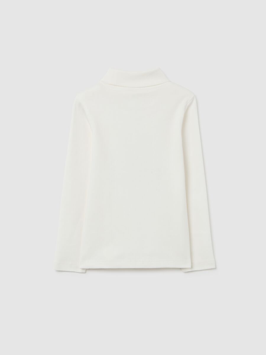 Maglia bianca da bambina in puro cotone regular fit con stampa glitter_1