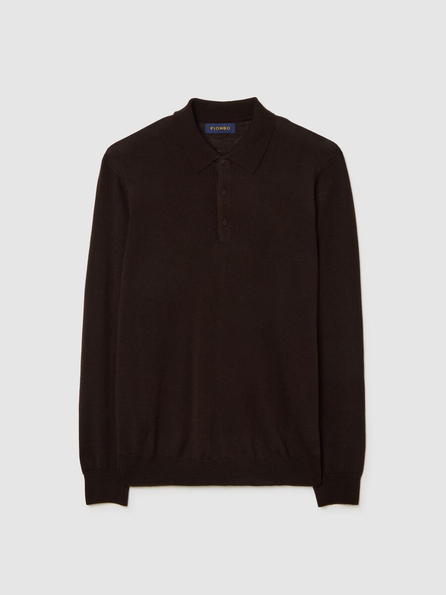 Brown pure merino regular fit sweater_0