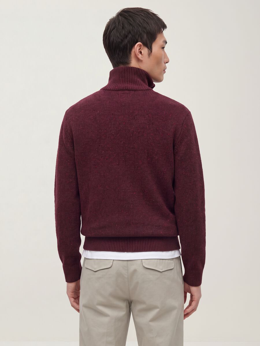 Maglia rossa Half zip in misto cotone e lana_3