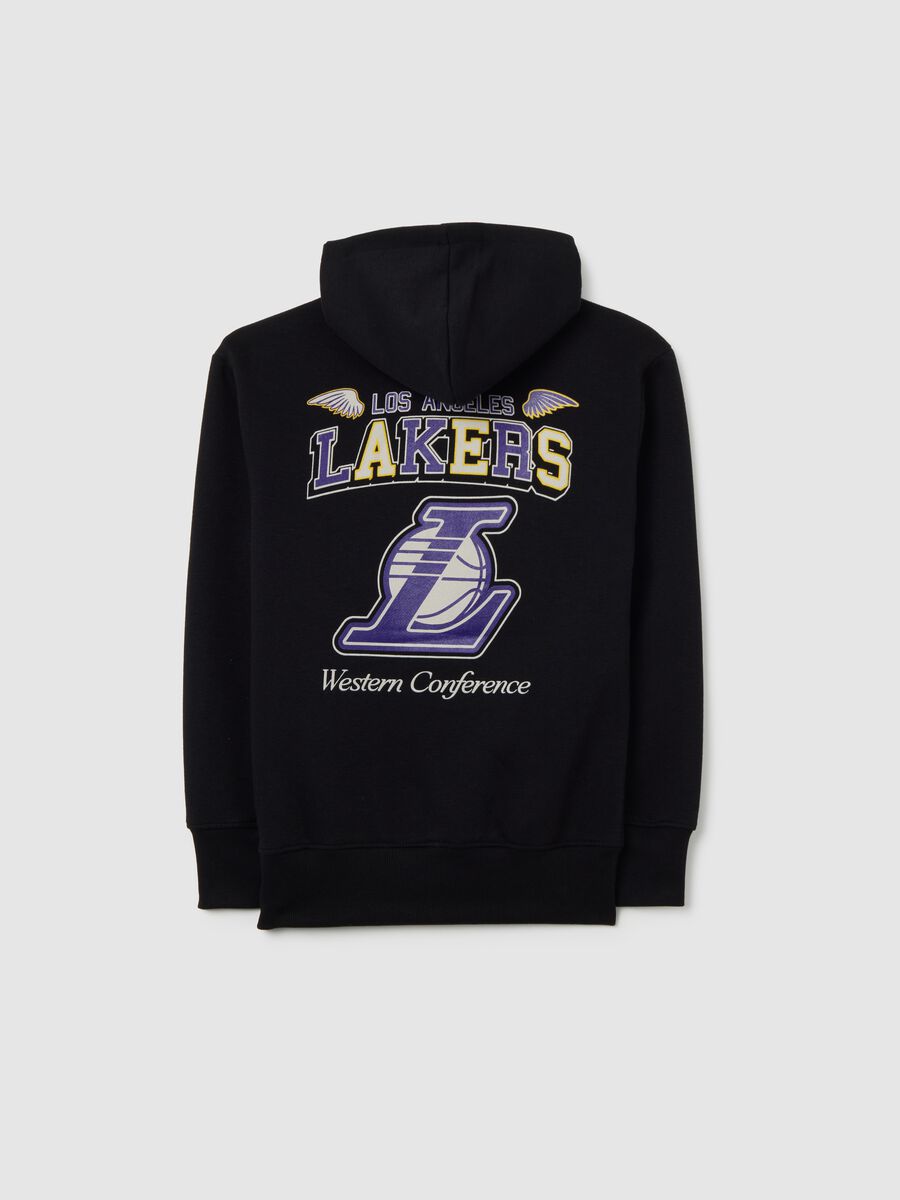 Children's black cotton blend sweatshirt regular fit with Lakers logo_4