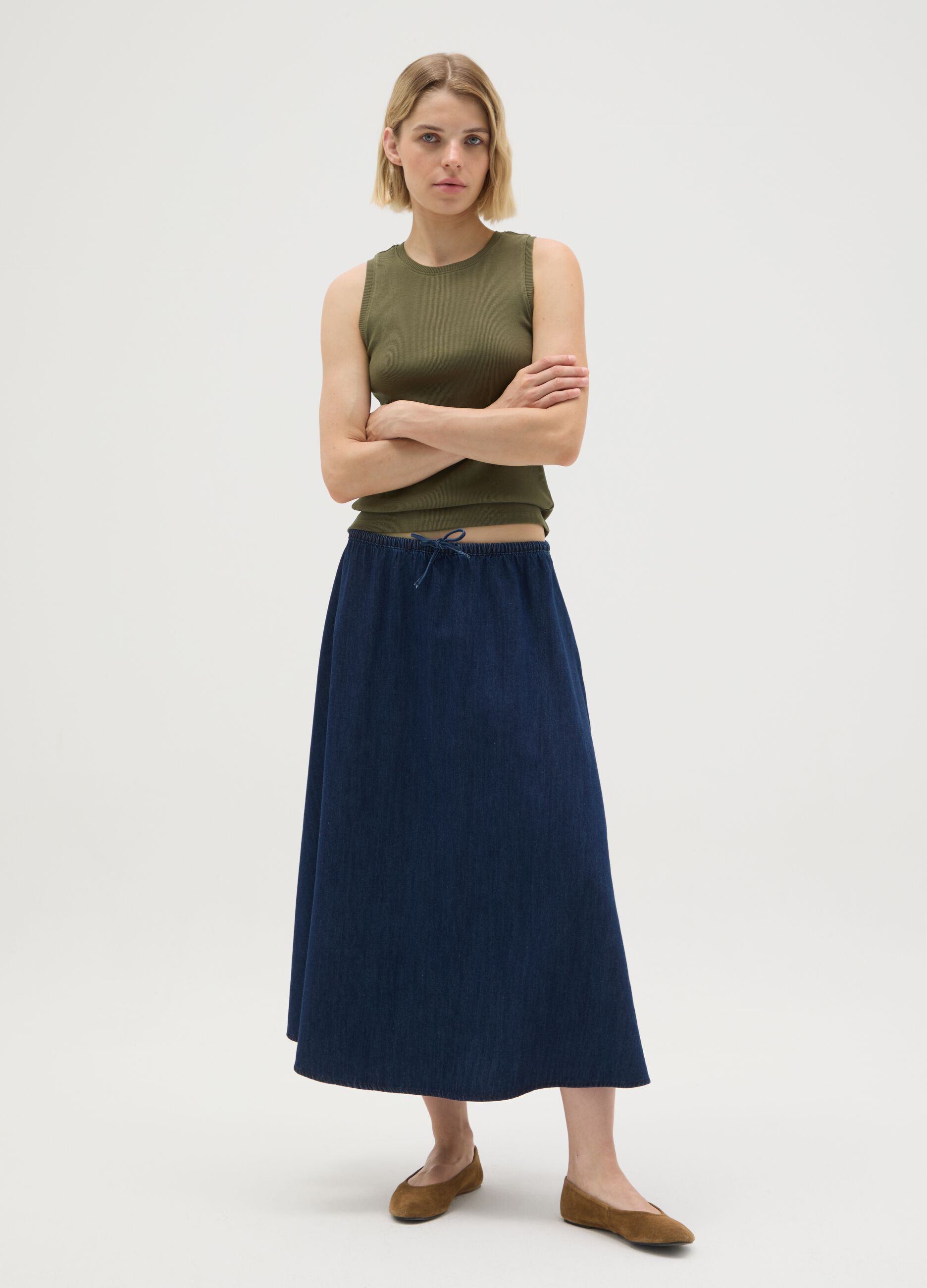 Women's pure cotton green tank top