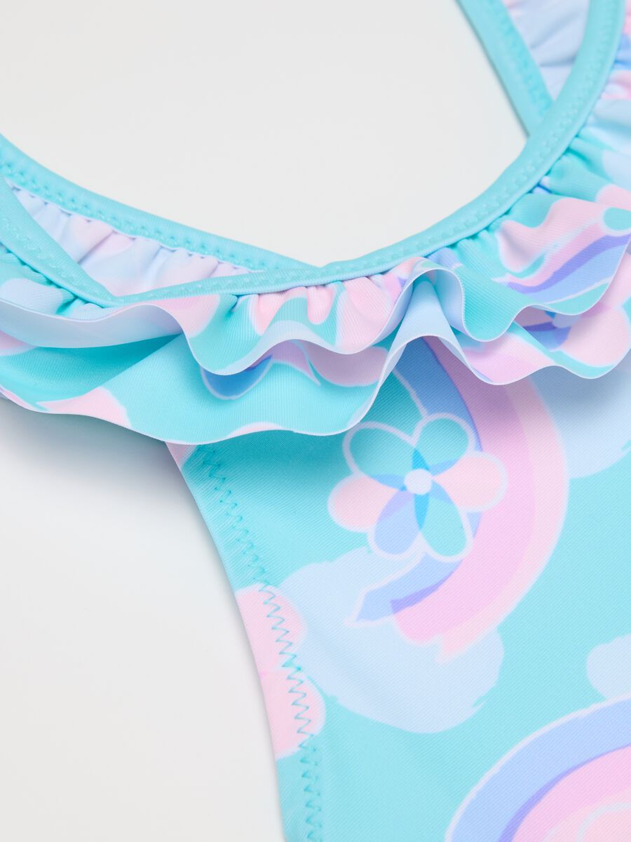 Girls’ one-piece swimsuit in multicoloured stretch fabric_2