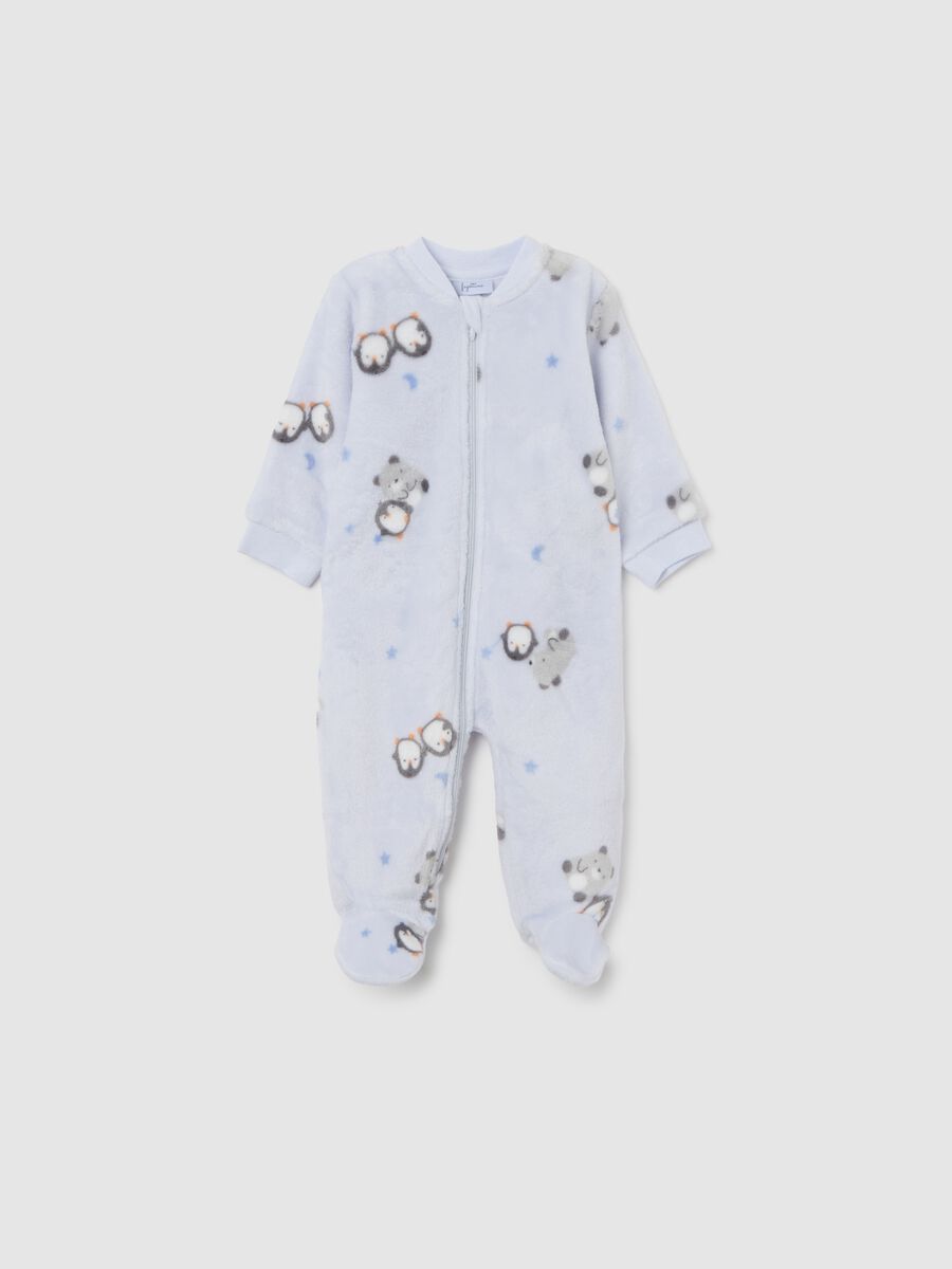 Blue romper with animal print_0