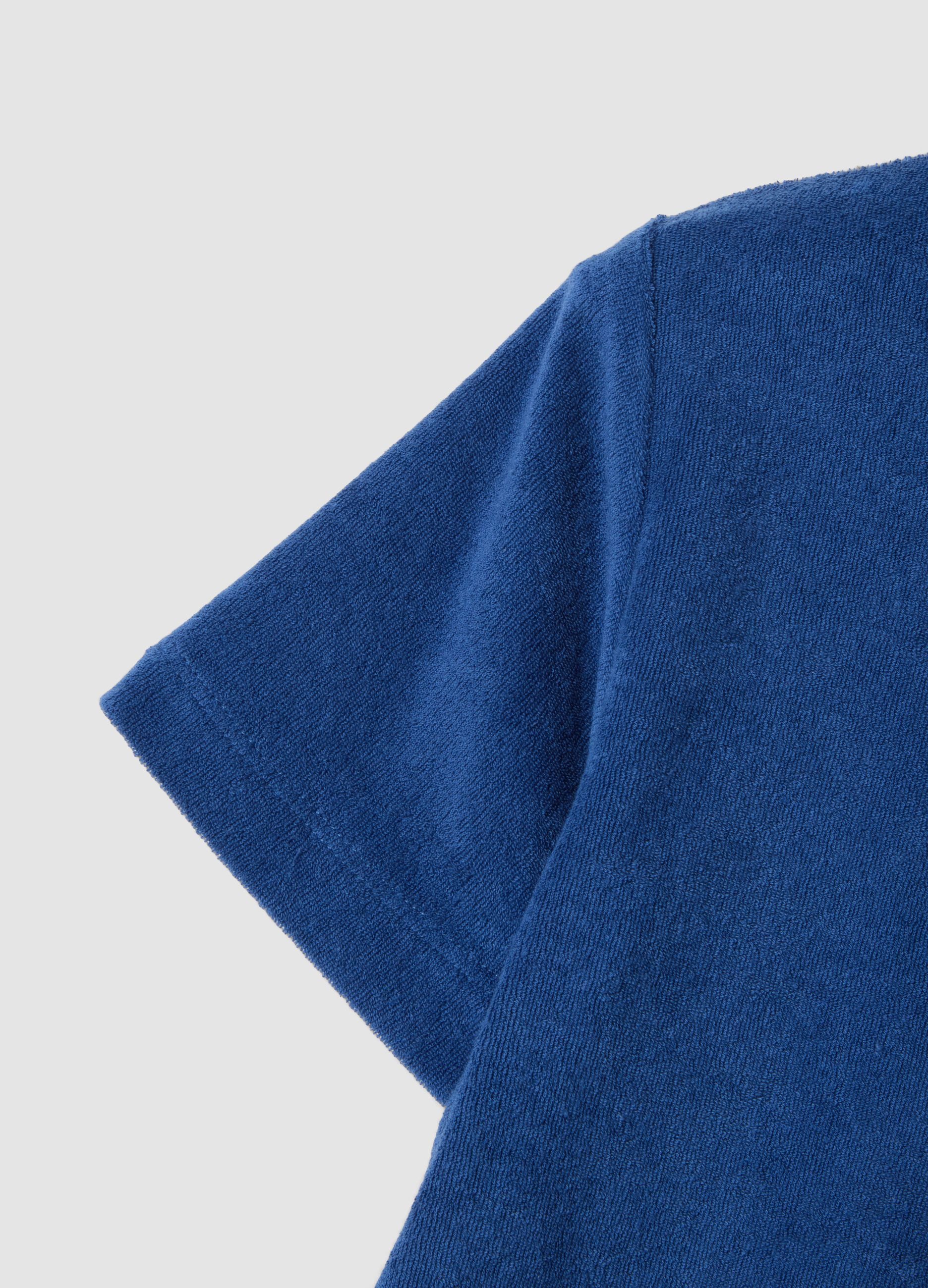 Blue short-sleeve cotton-blend T-shirt