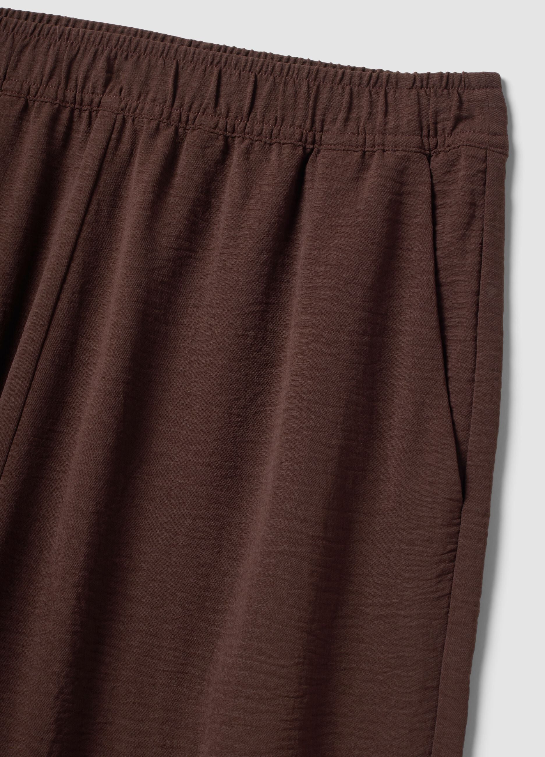 Brown wide-leg trousers with elasticated waistband