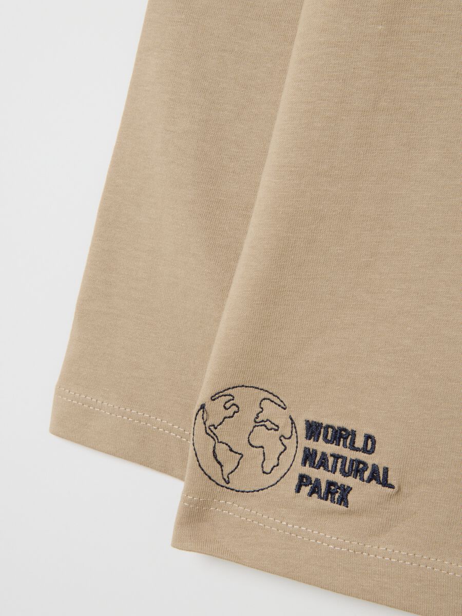 Children's beige pure cotton regular fit T-shirt_3