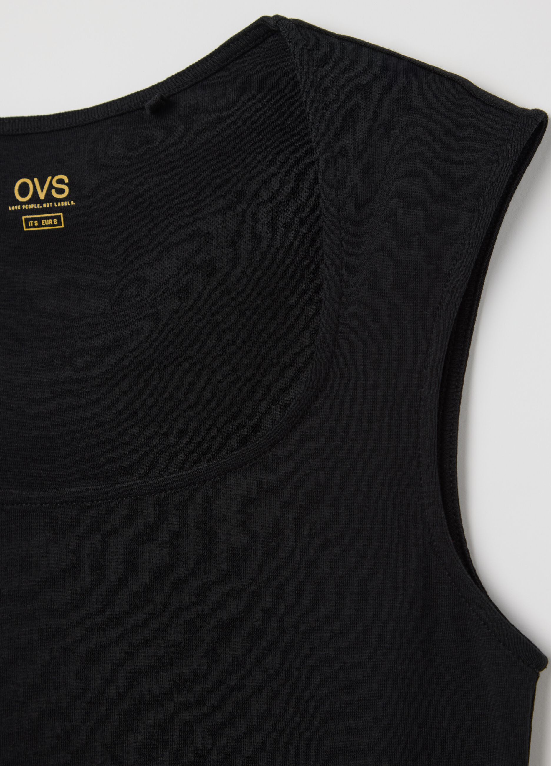 Black tank top with square neckline