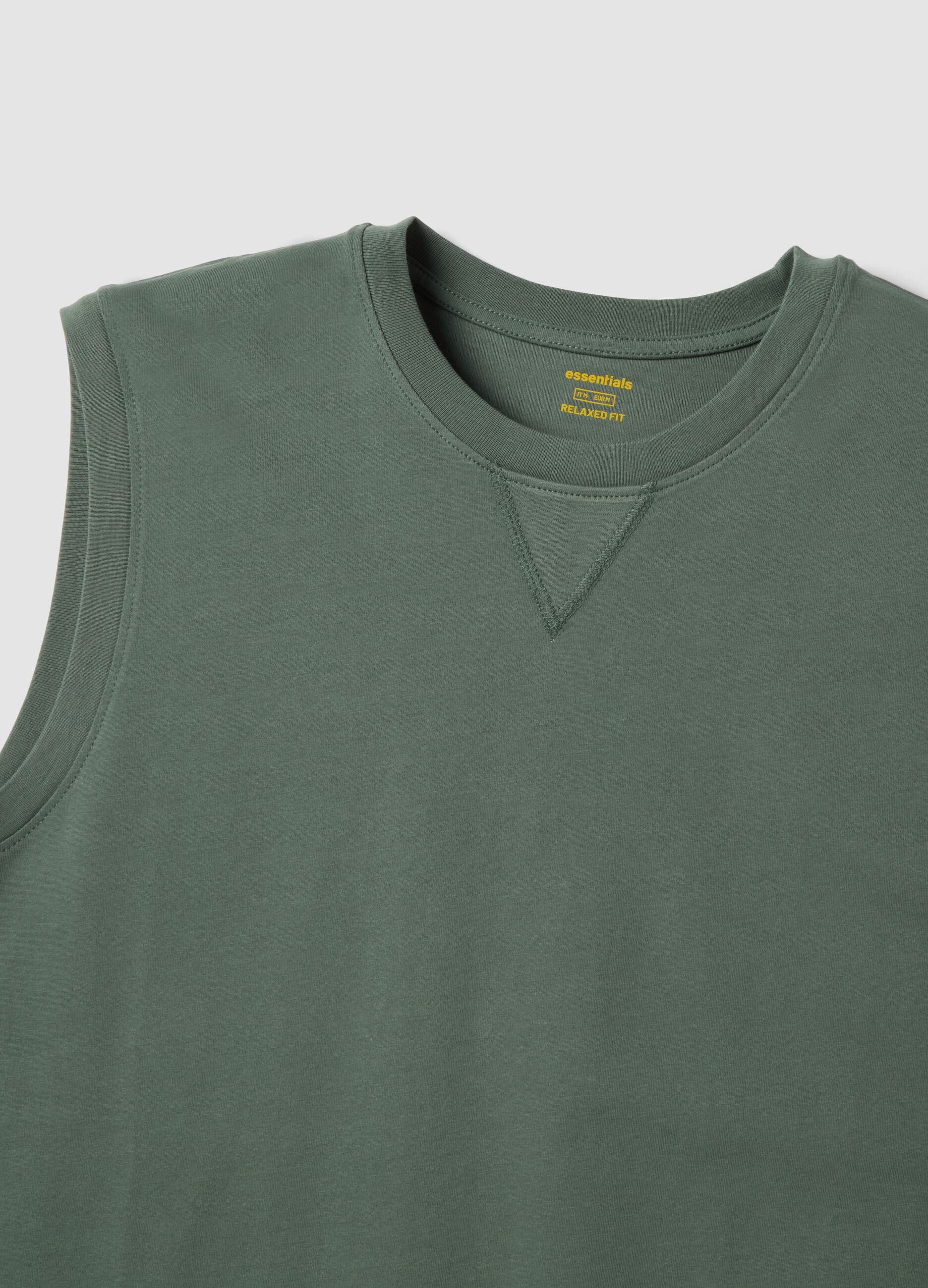 Green pure cotton tank top
