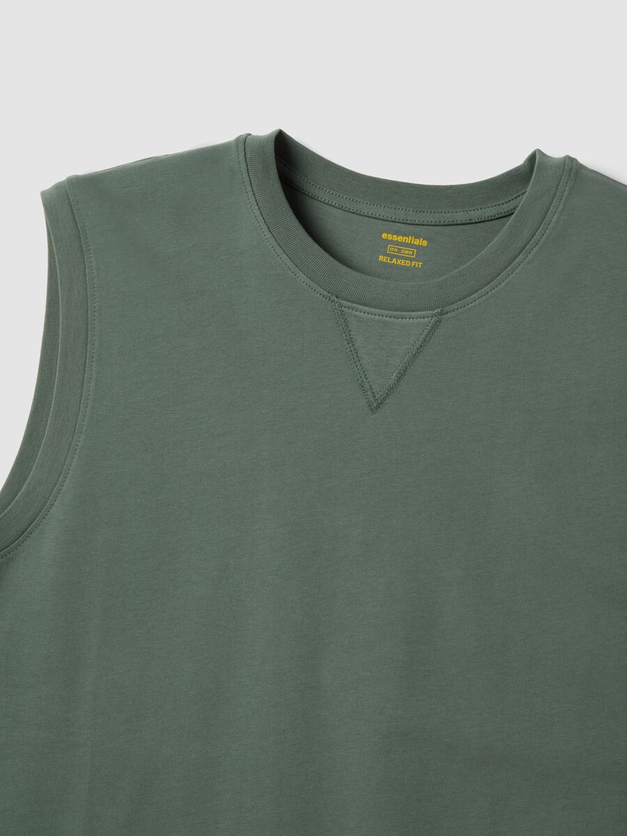 Canotta girocollo verde in puro cotone relaxed fit_5