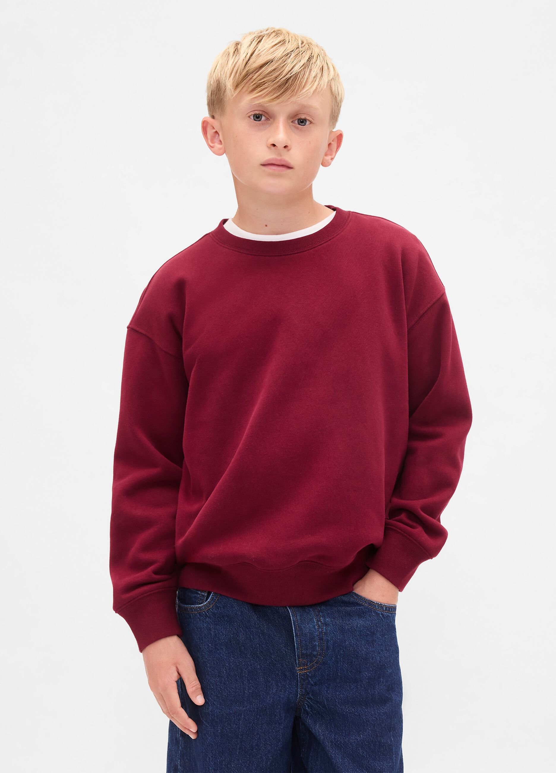 Red crewneck sweatshirt