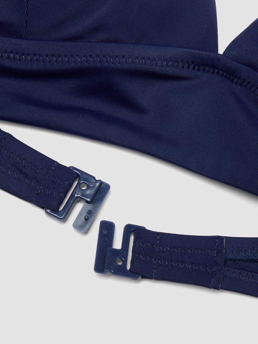 Top bikini in tessuto elasticizzato blu con lacci regolabili_5
