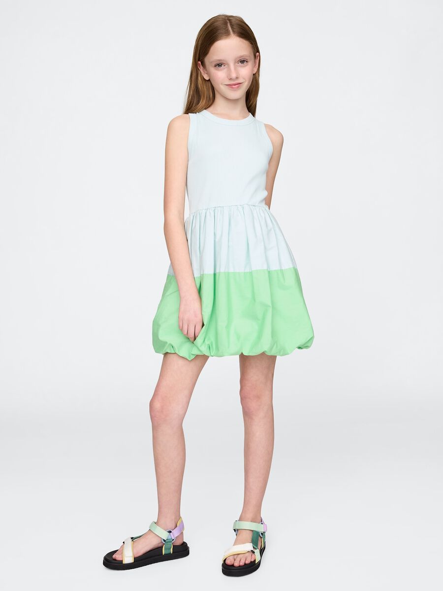 Green and blue sleeveless cotton dress_0