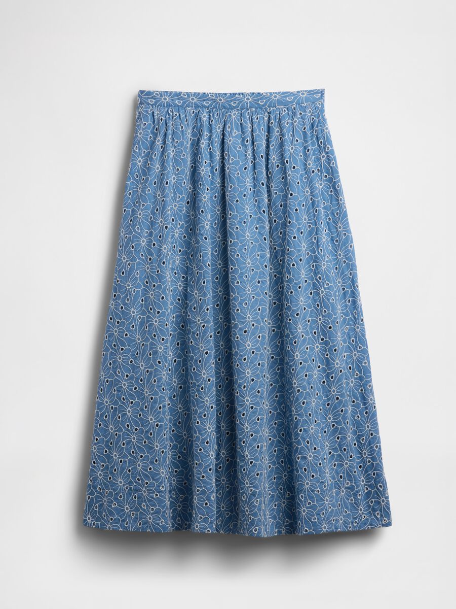 Pure cotton midi skirt with floral pattern_4