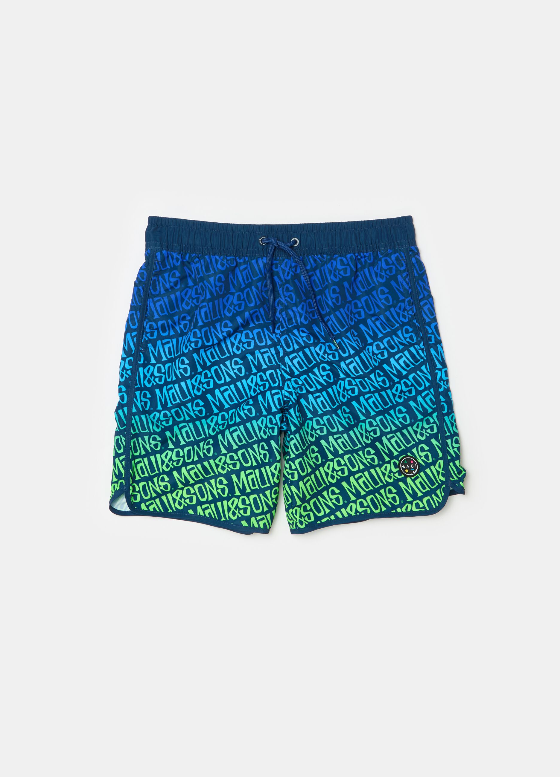 Swimming shorts with drawstring and print