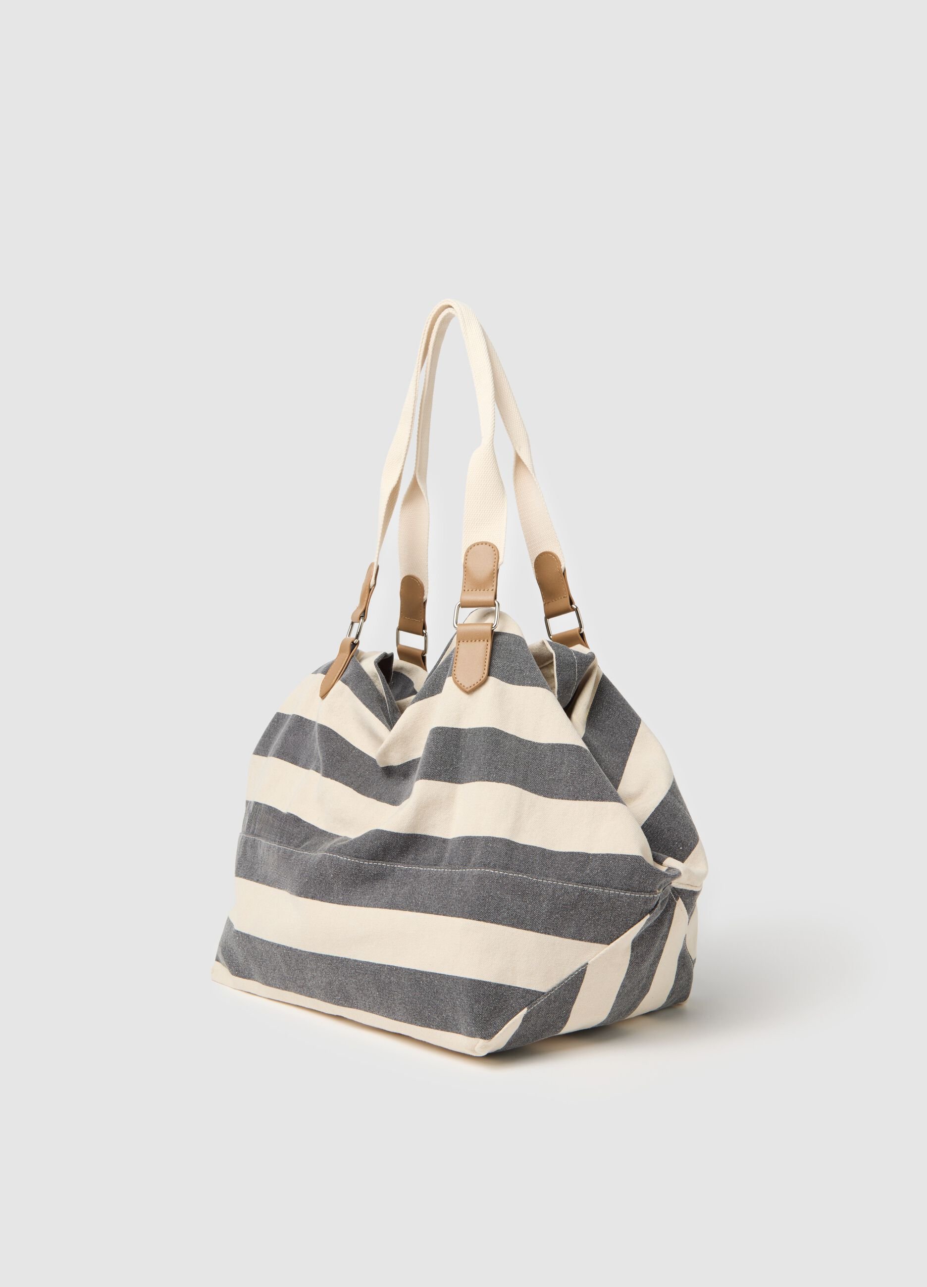 White and black striped cotton Ovs bag