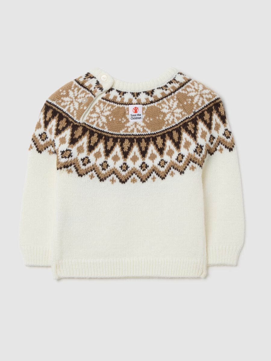 Christmas Jumper Save the Children da neonata con motivo jacquard bianco_1